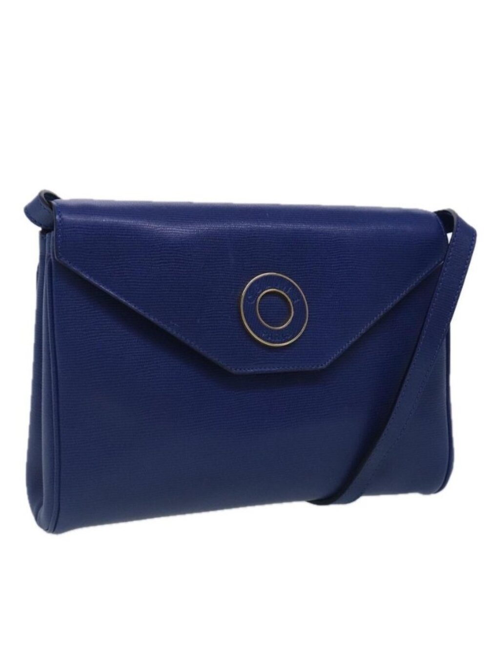 Authentic CELINE Shoulder Bag Leather Blue Gold - Picture 1 of 16